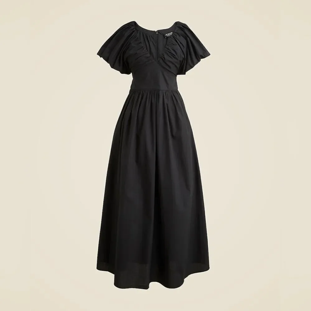 NWT J CREW Collection Cecily dress in cotton poplin in black